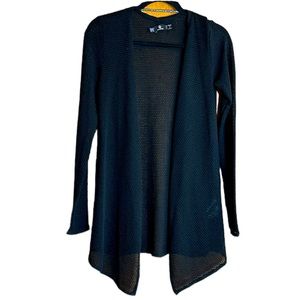 Volcom Black Open Weave Knit,  Open Front Cardigan Longer Length